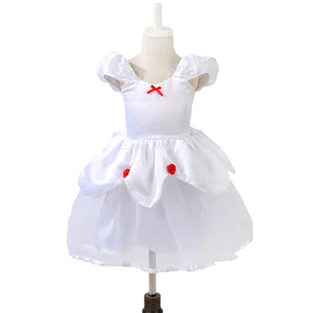 

Girls Princess Costume White Flower Girl Dresses Kids Festival Performance Clothes Fancy Girls Halloween Birthday Party Dress
