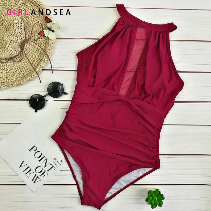 

GIRLANDSEA New 2019 One-pieces Swimsuit Solid Swimsuit