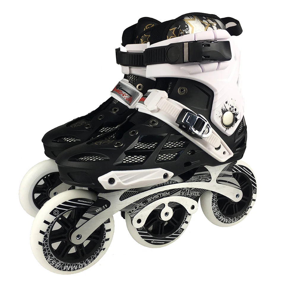 المهنية الكبار الأسطوانة أحذية التزلج عالية حذاء من الجلد 3*110 مللي متر للتغيير سباق التعرج سرعة Patines شحن سباق الزلاجات F040