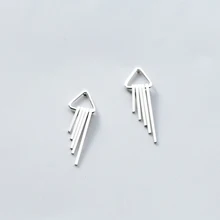 Чистые стерлингового серебра 925 треугольные серьги-гвоздики серьги с бар кисточки модные женские Девушки Ювелирные изделия подарок(SE326
