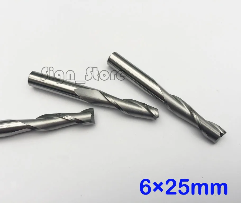 5pcs Carbide End Milling Cutting double flute CNC router Wood bits 6mm x 25mm