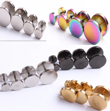 earrings stud circular dumbbell titanium punk ear bone korean nail medical steel
