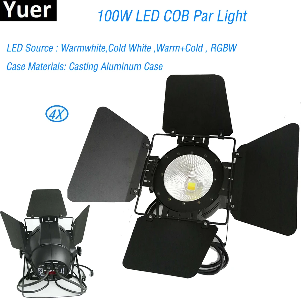 4pcs/Lot LED Par COB 100W With Barn Doors / High Quality Aluminium Case
