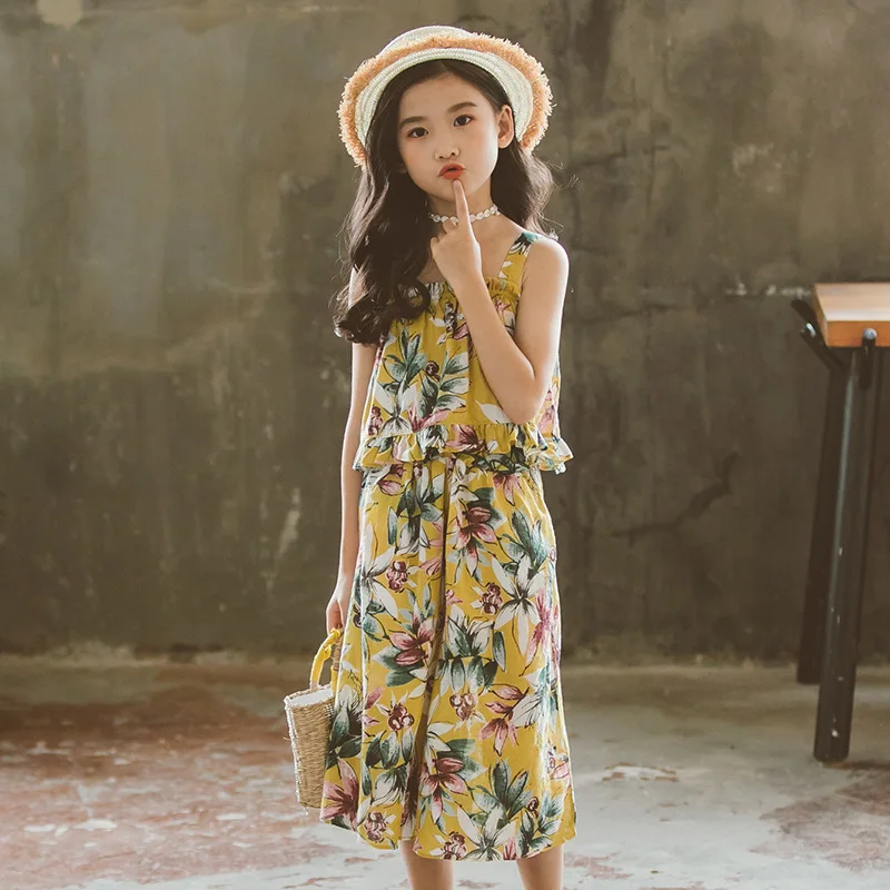 

Mother Daughter Match Summer Outfits Off Shoulder Strap Tops Floral Baby Bloomers Wide Leg Pant 2PCS Set Family Clothes