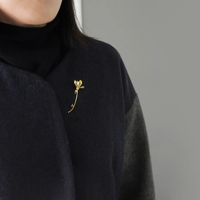 

Acecare Original Magnolia Pure Silver Brooch Collar Female Natural Fresh Overcoat Accessories