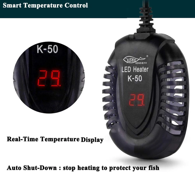 Погружной аквариумный нагреватель для аквариума с регулируемым термостатом светодиодный дисплей температуры(25 Вт 50 Вт 75 Вт 100 Вт