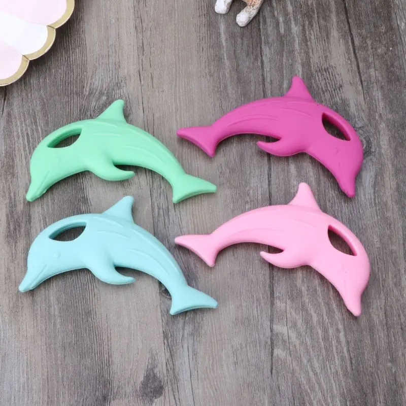 

Baby Teether Pacifier Cartoon Dolphin Teething Nursing Silicone BPA Free Necklace Toys