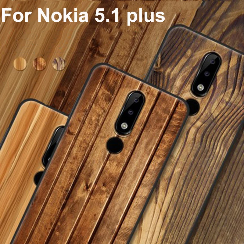 

5.86" For Nokia 5.1 plus Case Wood grain stone soft phone Case For Nokia 5.1plus Cover Nokia5.1 plus Protection Shell fundas