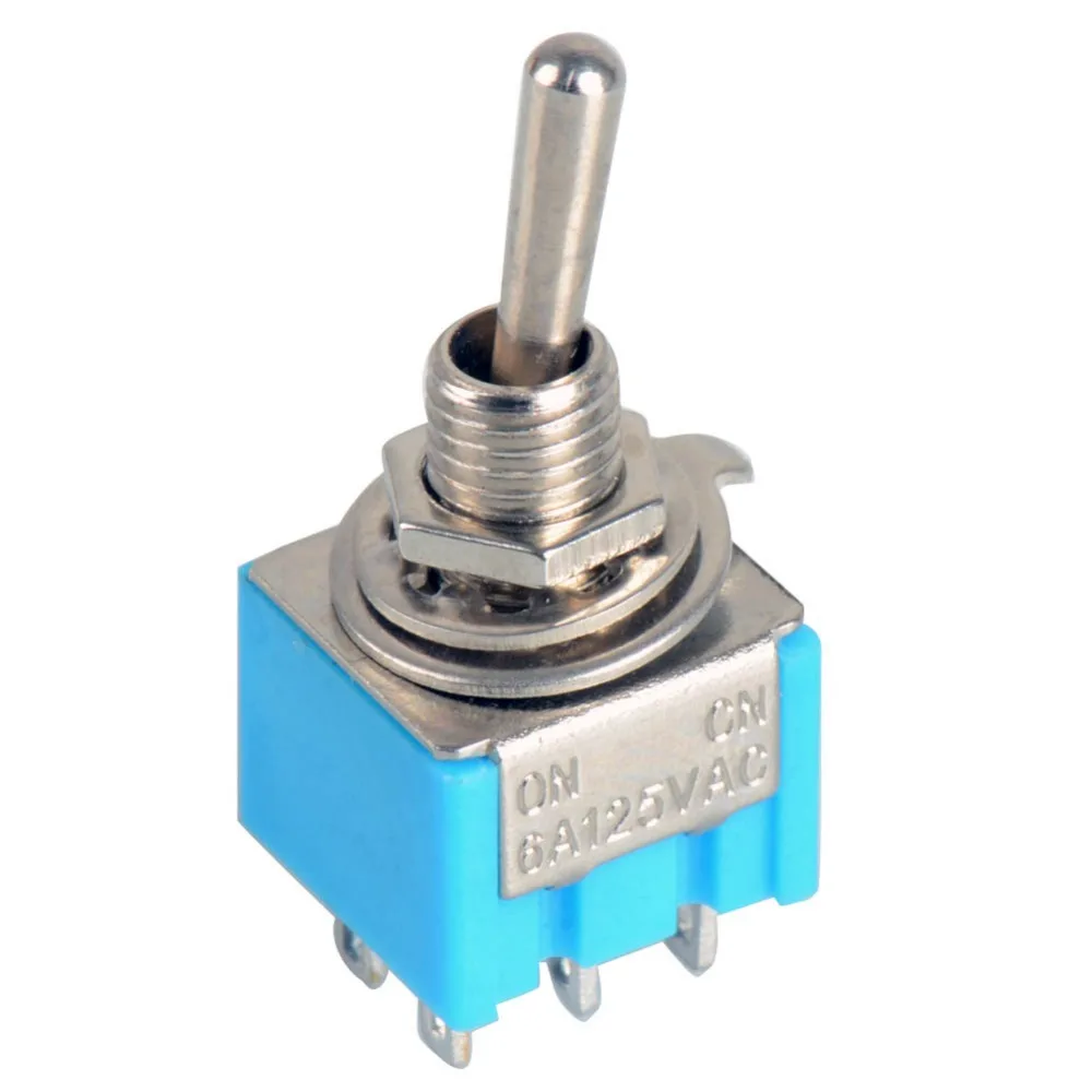 5pcs/Lot Blue 6-Pin DPDT ON-ON Mini 6A125VAC Miniature Toggle Switches VE068 P