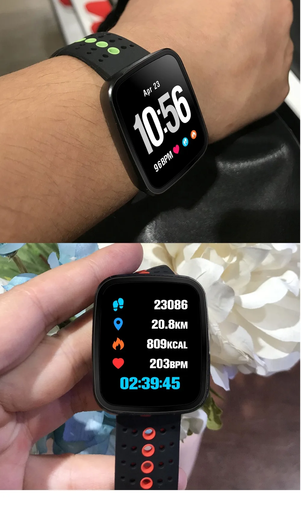 Смарт-часы мужские android v6 ip68 Водонепроницаемые спортивные Смарт-часы для воспроизведения музыки измерение скорости кровяного давления