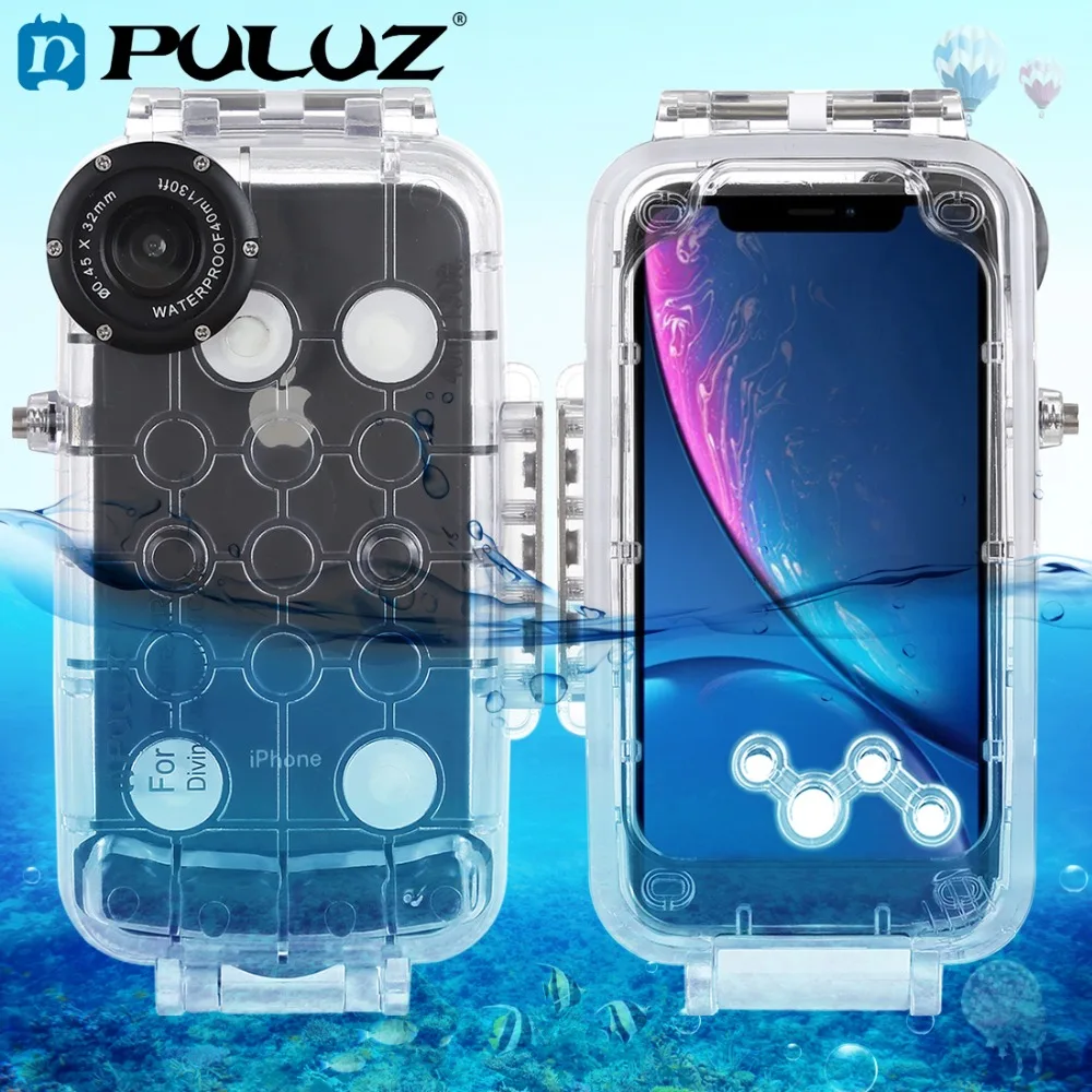 

PULUZ For iPhone XS Max / XR Underwater Housing 40m/130ft Diving Phone Protective Case Surfing Swimming Snorkeling Photo Video