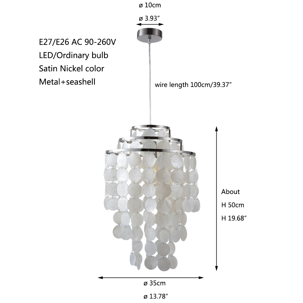  3 Circle loft modern white natural seashell pendant lamp lustres fixture E27 Lights Shell lamps for - 32815981910
