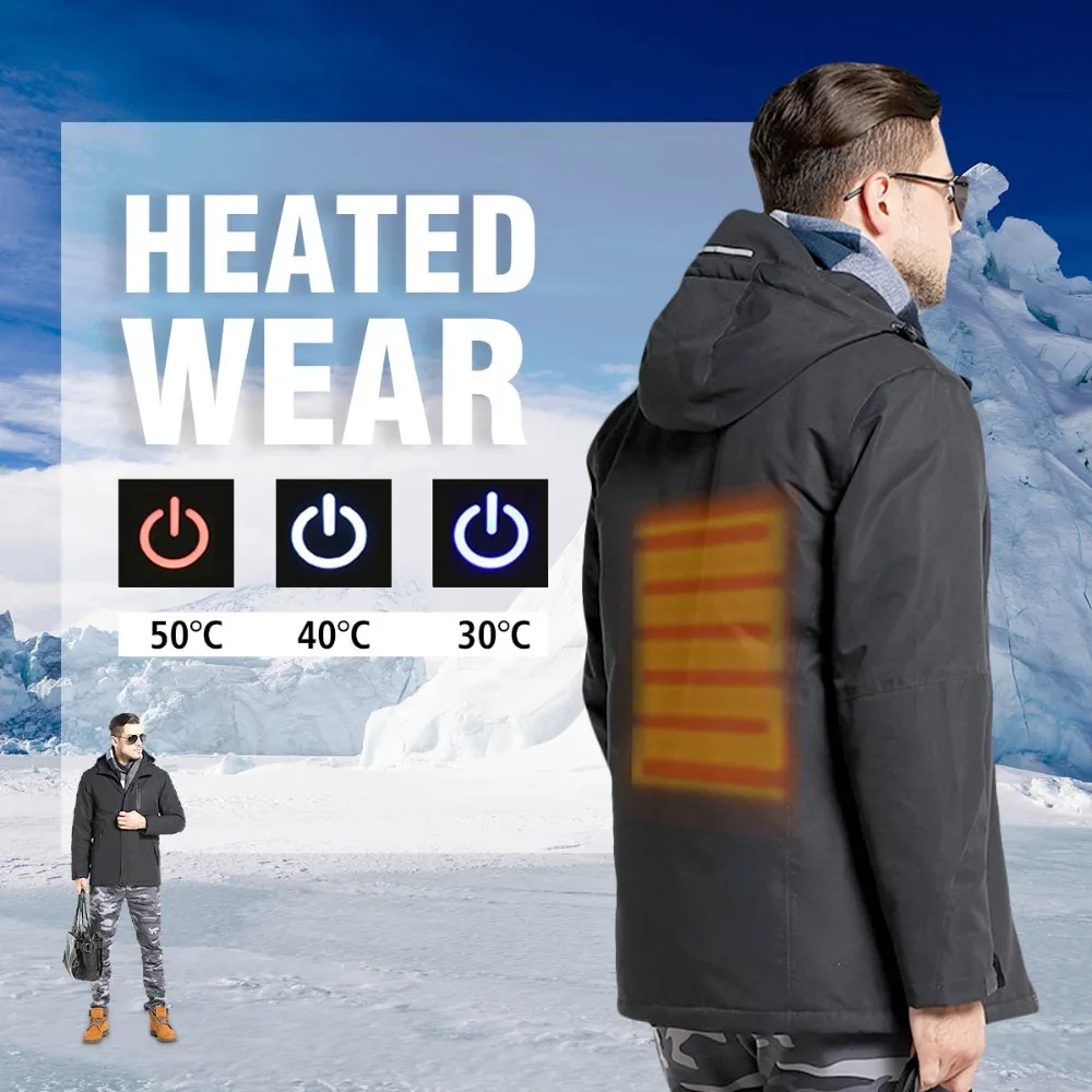 

NEW Man Woman Electronic Intelligent Heating USB Hooded Heated Work Jacket Coats Safety Clothing Temperature Control