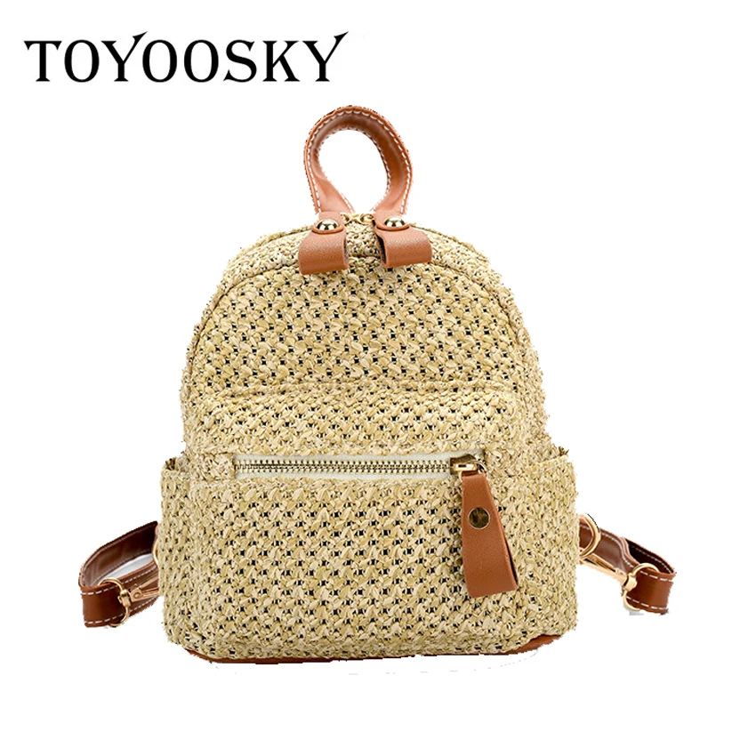 TOYOOSKY Summer 2017 New Woven Straw backpacks Beach backpack Women