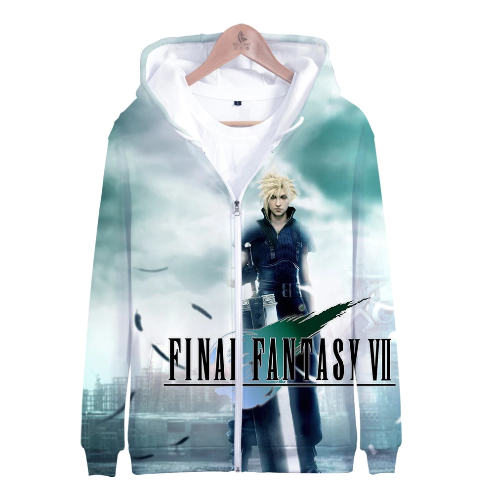 FINAL FANTASY VII 3D Style Slim fit Hoodie Zipper Fashion Trend Sweatshirt Casual High Street | Мужская одежда