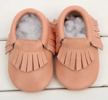 

0-24 M Genuine Leather tassels Baby moccasins Girls Newborn Anti-slip infant Shoes Toddler First Walker Soft Moccs Bebe boots