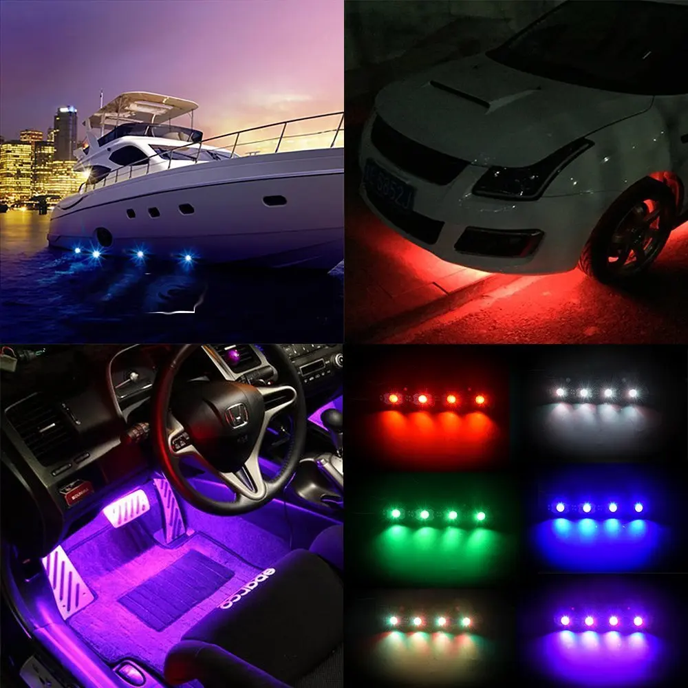 4pcs High Rgb Multi Color Led Rock Light Kit Truck Suv Off Rgb Multi Color Led Rock Light Kit
