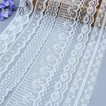 

Global Sale 10 Yards Beautiful White Lace Ribbon European Lace Fabric Lace Sew Embroidery Dress Accessories