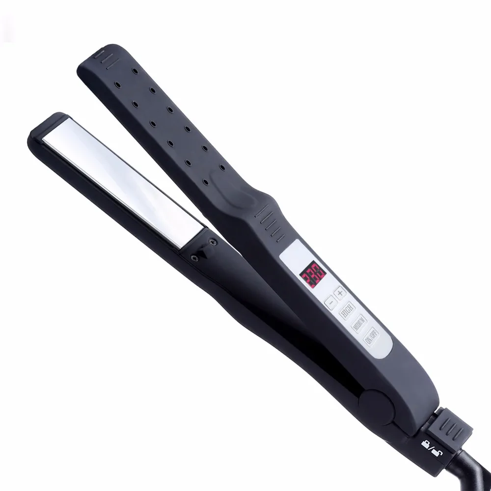 

Wet Dry Straightening Flat Iron Ceramic Titanium Dual Voltage Fast Heated Safe Steam Professional Hair Straightener Curler V169