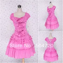 V-1065 Rosa Klassische Halloween kostüme Süße Schule Lolita Kleid/viktorianischen kleid Cocktailkleid US6-26 XS-6XL