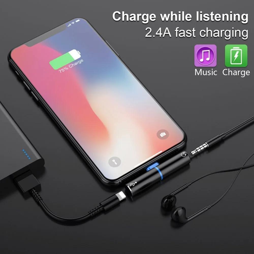 USB Moto Adapter for Lightning to 3 5mm Aux Adaptilo for iPhone 7 8 X plus Headphone Splitter Cabo Adaptador For BMW Osmo Halle