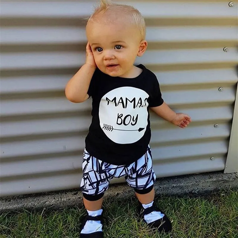 

Fashion Toddler Kids Baby Boy Cotton Tracksuit Clothing Set 2pcs T-shirt Tops+Shorts Children Clothes Suits