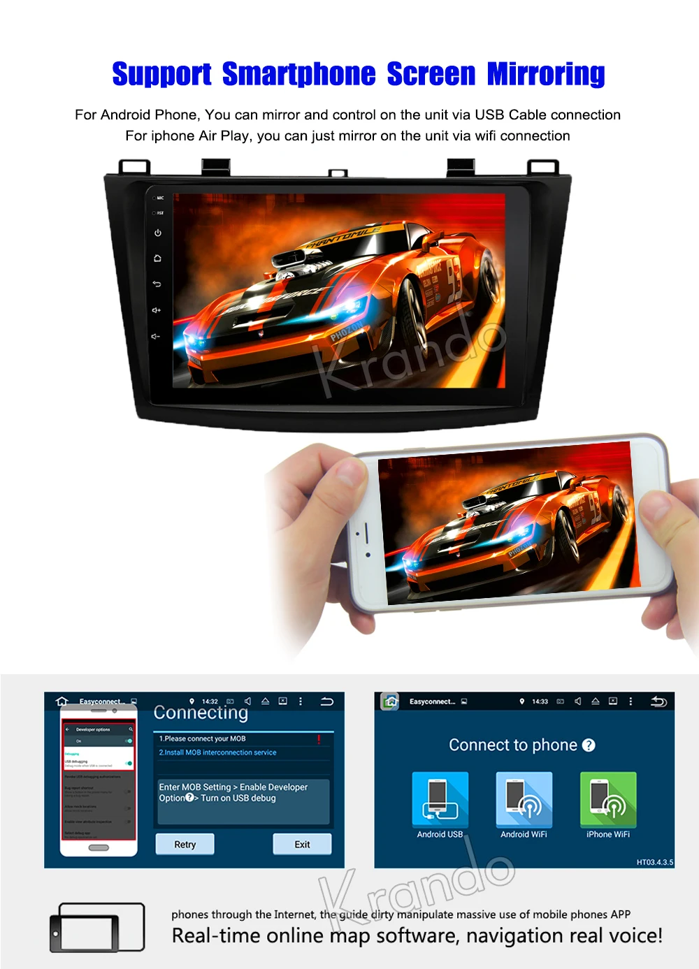 Clearance Krando Android 8.1 10.1" IPS Big Screen Full touch car navigation system for Mazda 3 2009-2013 video player radio gps BT wifi 11