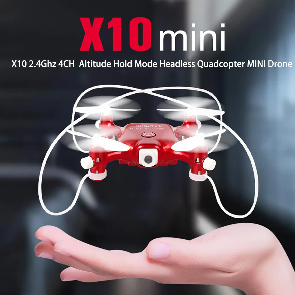 X10 Дрон 2,4 ГГц 4CH удерживатель режима Безголовый Квадрокоптер мини вертолет RC дроны селфи с Камера HD игрушки для детей