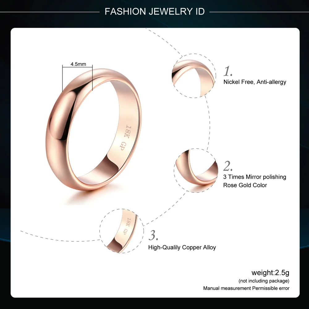 Double Fair Simple Design Couple Round Rings Rose Gold/Silver Color Fashion Wedding Jewelry For Men&Women Lover Wholesale DFR049