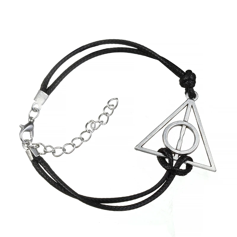 Fashion Jewelry Vintage Charm Potter Deathly Hallows Leather Cord