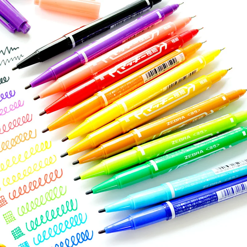12 цветов маленький двойной головкой нетоксичный и экологически чистый маркер ручка маслянистый цвет Зебра маркер ручка реклама ручка