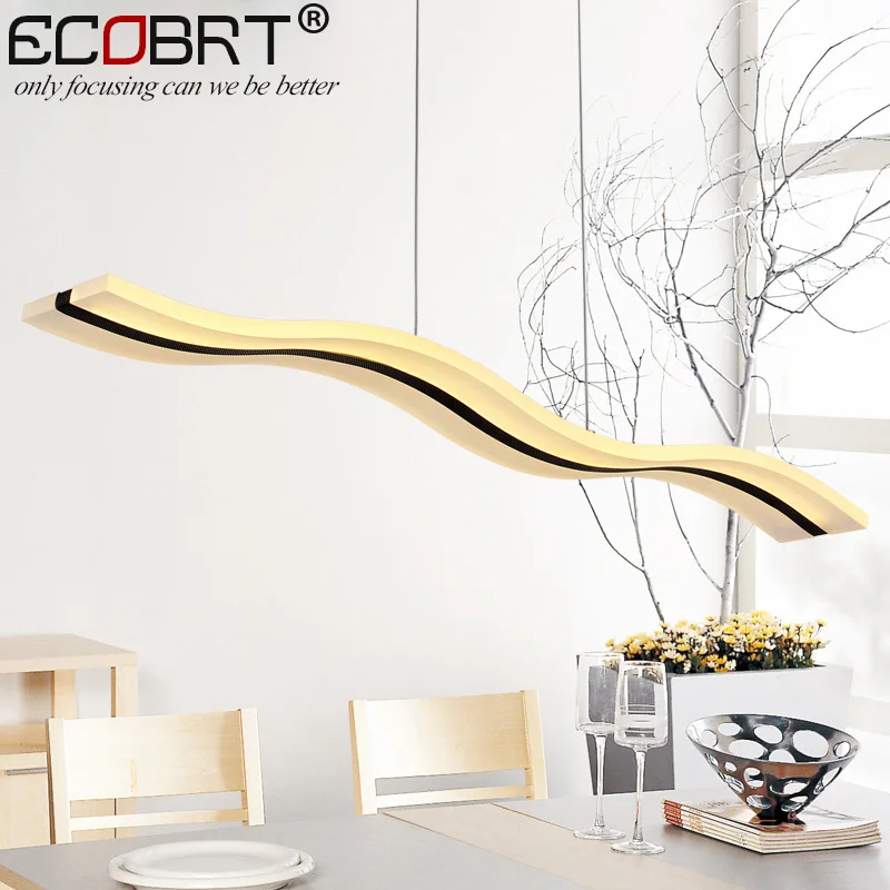 

Modern Brief S wave LED Pendant Lights Fixture in Parlor Restaurant ceiling mounted Luminaire Hanging Lamps 97CM AC85-260V