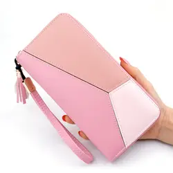 Женский кошелек контрастного цвета кошелек в стиле пэчворк модный длинный секционный кошелек на молнии деловой Универсальный клатч