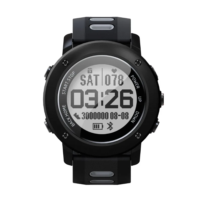 EXRIZU UW90 gps спортивные Смарт часы уличные умные часы Поддержка компас с Bluetooth пульсометр 100 м водонепроницаемый шагомер - Цвет: Черный