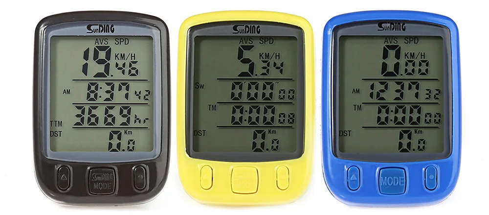 SunDing SD - 563B Leisure Bicycle Computer Water Resistant Cycling Odometer Speedometer with Green Backlight