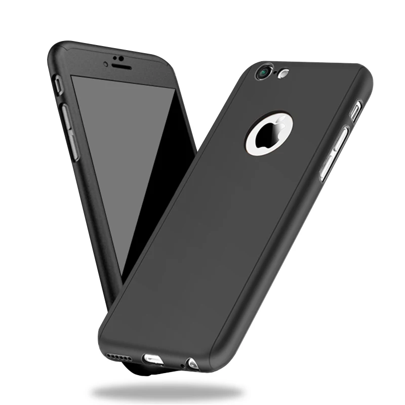 2016 New 360 Degree Full Cover Case For iPhone 6 6s 7 For iPhone 6 6s 7 Plus Coque Matte Back Hard Phone Case + Glass Protector