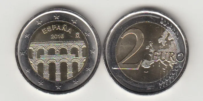 

Spain Eu 2 Euro Coins 2016 Edition 100% Original European Coin for Collection Unc New
