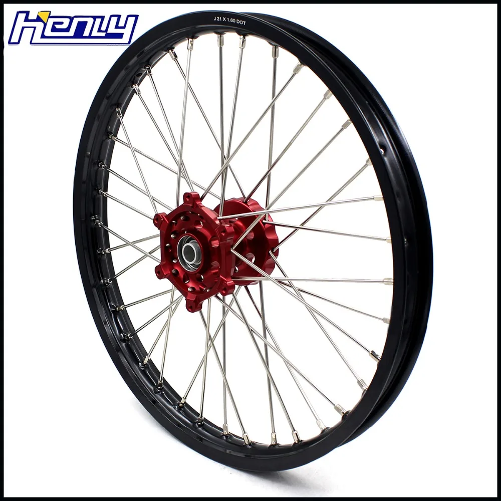 21/19 MX диски для грязных велосипедов набор для SUZUKI RMZ250 2007- RMZ450 2005- красные ступицы черные диски