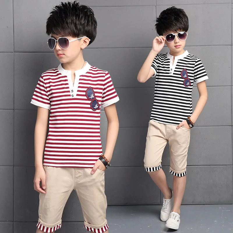 baby big boy summer 2018 clothes kids 2 pcs sets children striped t