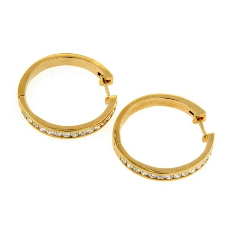 14K yellow gold 1.59 ct round cut D/VVS1 hoop earrings