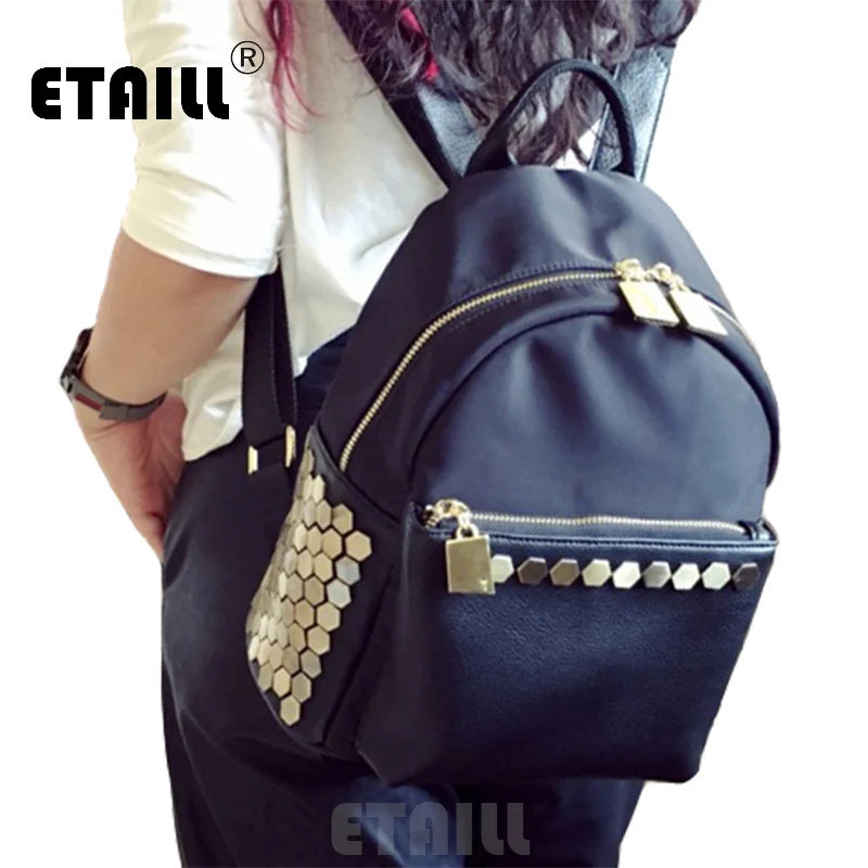 Impermeable negro mochila famoso mochila marcas de de alta calidad Mochilas Mujer 2016 Escolares Moda Marca|black studded backpack|mochilas mujer 2016studded backpack - AliExpress