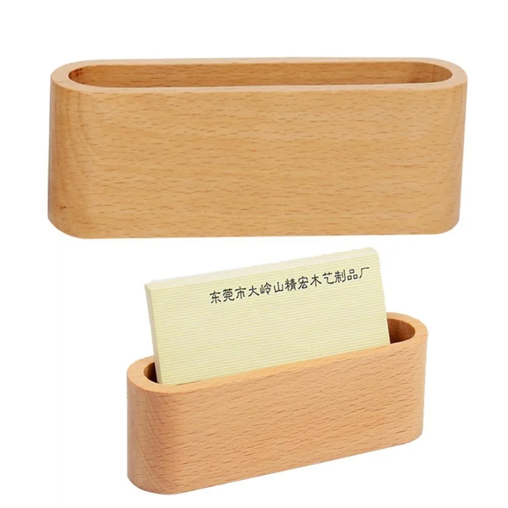 

Wooden Desk Organizer Business Card Holder&Note Holder Display Stand Device Clip Card Pen Holder Office Desktop Accessories