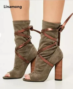 

High quality Women Suede Cross-tied Pumps Sexy Pointed Toe Thin High Heels Female Fashion Stiletto Heels