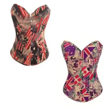 

Pattern Flag Corset Fashion Printed Shaping Overbust Corset for Women