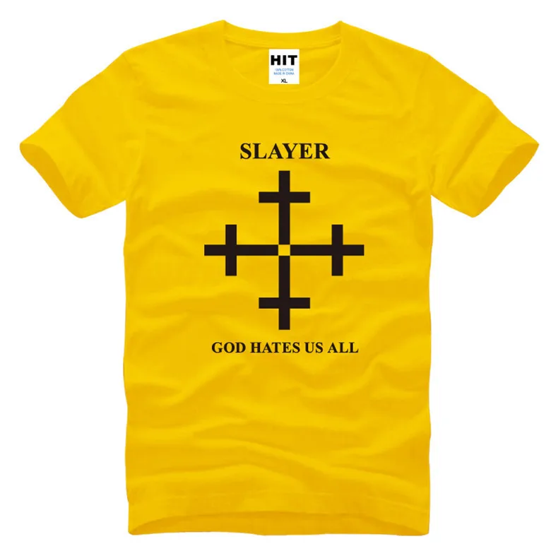 Slayer God Hate Us All Metal Мужская футболка с рок-музыкой, новинка, хлопковая футболка с коротким рукавом и круглым вырезом, Повседневная футболка - Цвет: HUAY HET