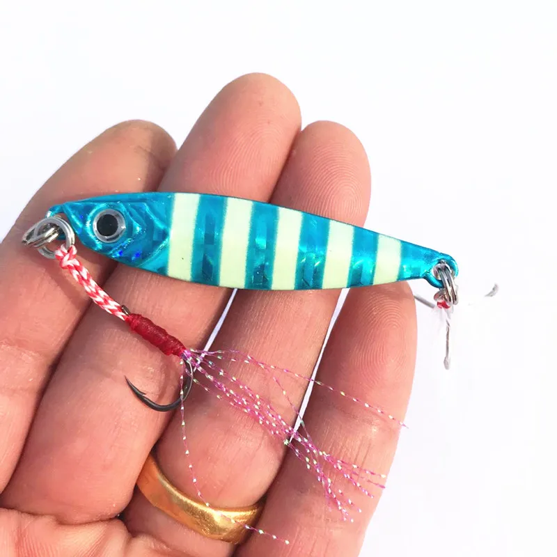 Shore, длинные приманки для ловли рыбы, медленная встряхивание, Jigbait, 20 г, 30 г, искусственные приманки, жесткие приманки, светящиеся, 1 шт., распродажа - Цвет: Blue Silver Glow