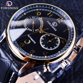 

Forsining 2017 Calendar Display Golden Business Bezel Waterproof Wristwatch Mens Watches Top Brand Luxury Automatic Male Clock