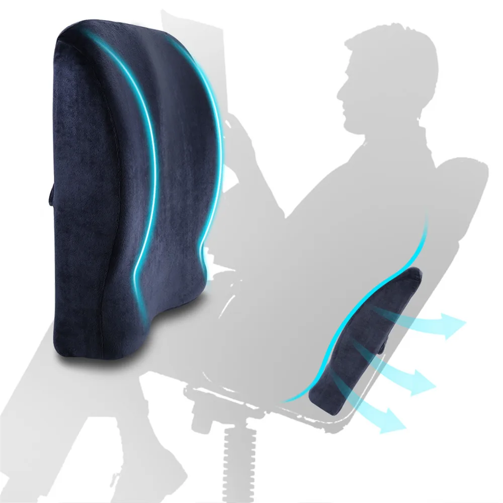 LANGRIA Newest High-Resilience Memory Foam Lumbar Back Support Cushion Relief Pillow for Office Home Car Auto Travel Booster 6