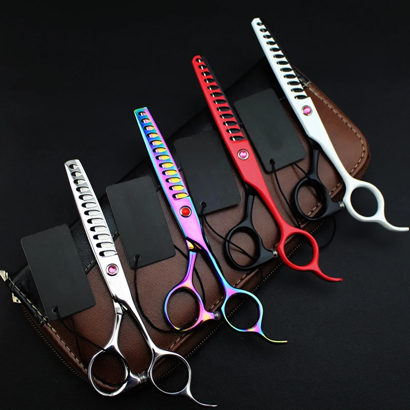 

12 teeth 6 inch dog grooming thinning scissors with multi colors