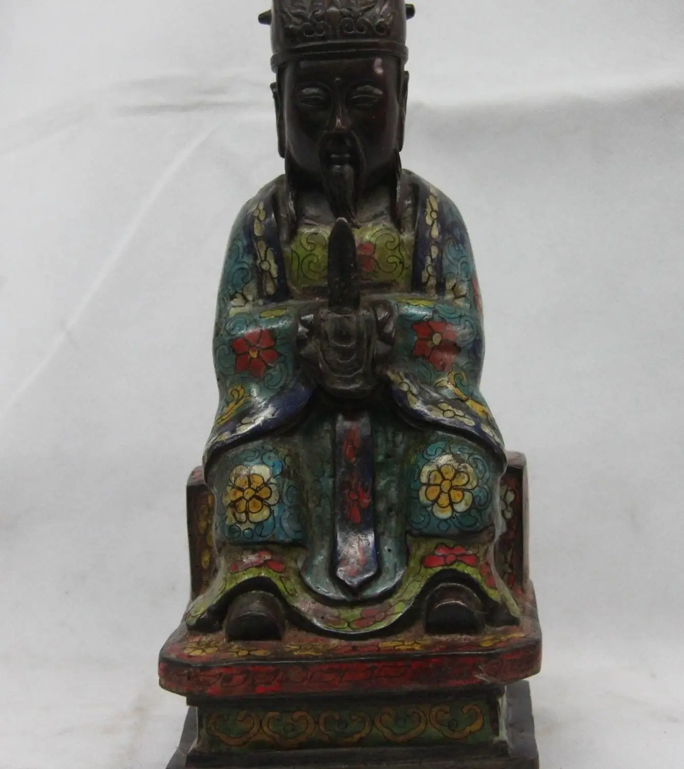 

10 China Bronze Copper Cloisonne Folk King Kitchen God Zao Wang Ye Buddha Statue